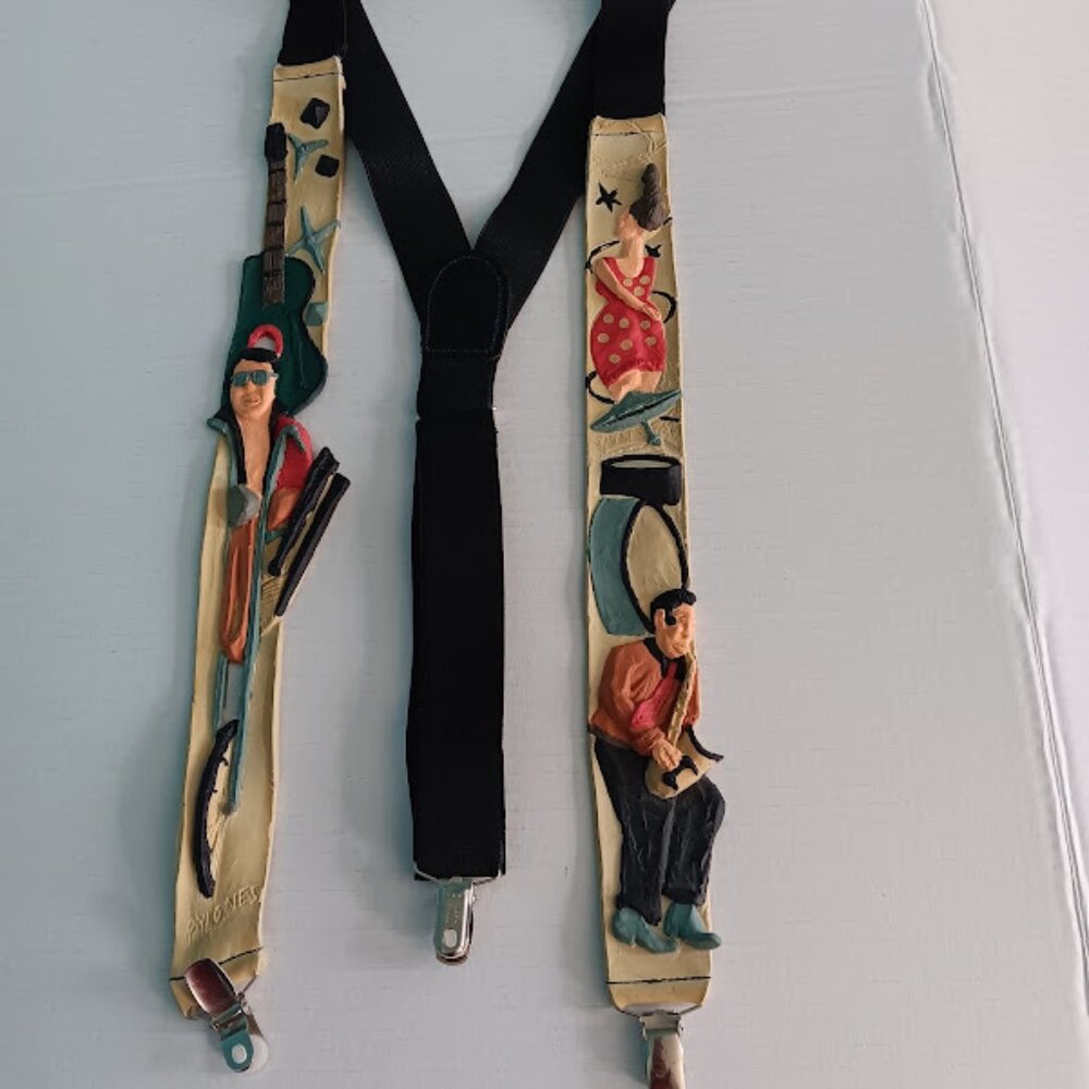 Elvis Presley, Boots Novelty Suspenders 3D Adjustable Pylones 80's West Germany